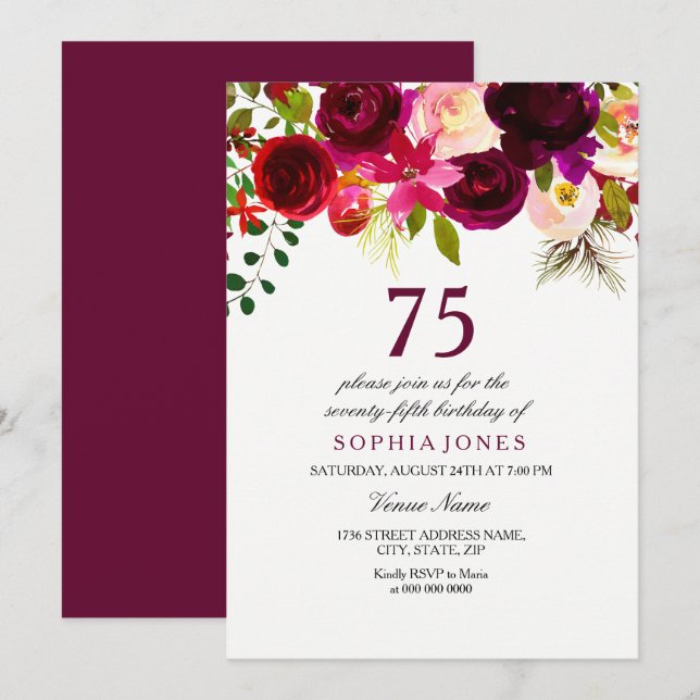 Invitación a la fiesta de cumpleaños 75 del Borgoñ (Anverso / Reverso)