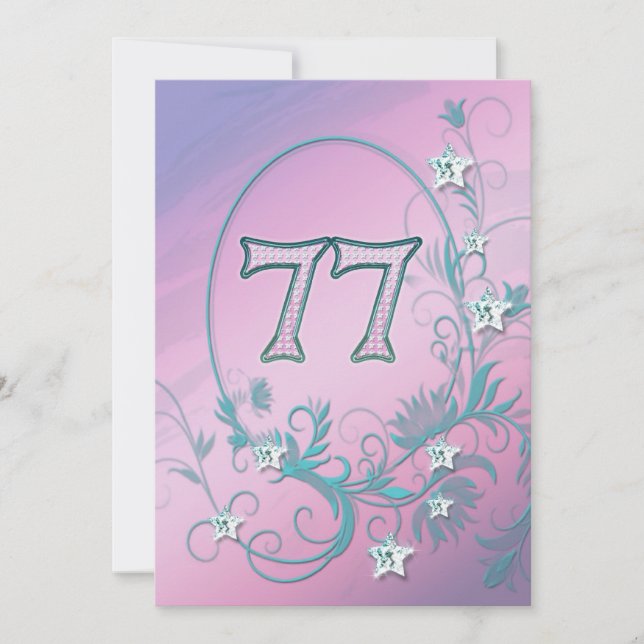 Invitación a la fiesta de cumpleaños 77 años (Anverso)