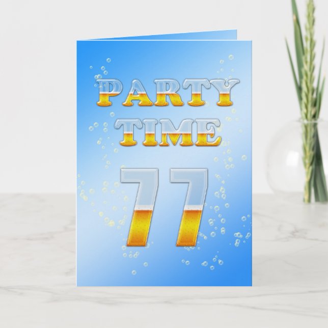 Invitación a la fiesta de cumpleaños 77 con mucha  (Anverso)