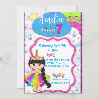 Invitación a la fiesta de cumpleaños 7 chicas de U