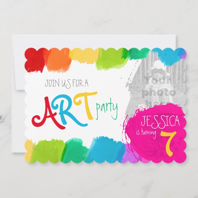 Invitación a la fiesta de cumpleaños 7 de pintura  (Anverso)