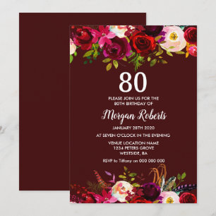 Invitación a la fiesta de cumpleaños 80 de la flor