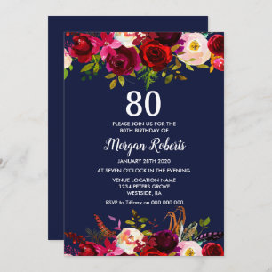 Invitación a la fiesta de cumpleaños 80 de la flor
