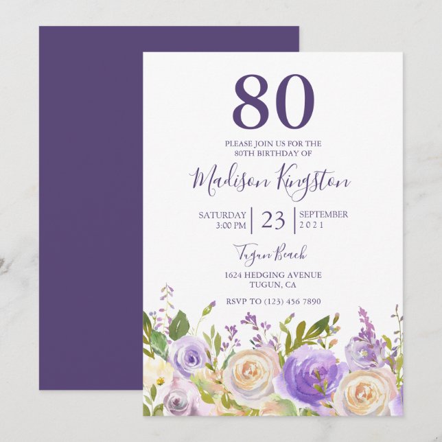 Invitación a la fiesta de cumpleaños 80 de las flo (Anverso / Reverso)