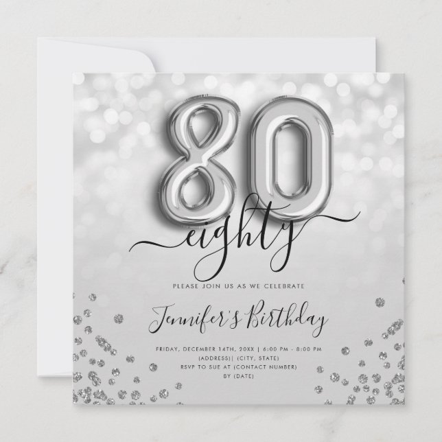 Invitación a la fiesta de cumpleaños 80 de Purpuri (Anverso)