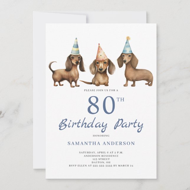 Invitación a la fiesta de cumpleaños 80 del perro  (Anverso)