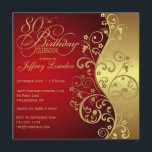 Invitación a la fiesta de cumpleaños 80 Red & Gold<br><div class="desc">A tus invitados les encantará esta invitación personalizada, dorada y roja para la fiesta de cumpleaños número 80 con elegantes remolinos rojos y dorados. Esta es una invitación perfecta. Sencilla pero festiva, la elegante, moda, clásica y elegante invitación a la fiesta de cumpleaños número 80 es una manera apropiada de...</div>