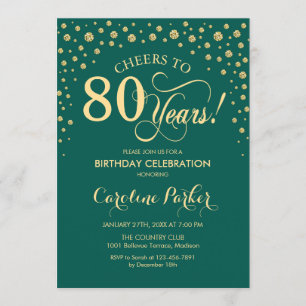 Invitación a la fiesta de cumpleaños 80 - Verde de
