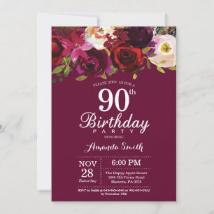 Invitación a la fiesta de cumpleaños 90 de Burgund