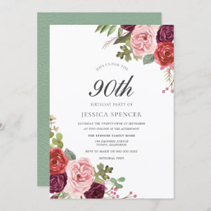 Invitación a la fiesta de cumpleaños 90 de la flor