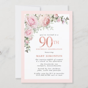 Invitación a la fiesta de cumpleaños 90 de Rubor P