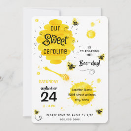 Invitación a la fiesta de cumpleaños Abeja amarill