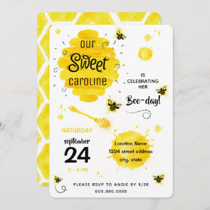 Invitación a la fiesta de cumpleaños Abeja amarill