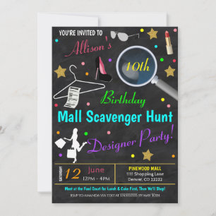 Invitación a la fiesta de cumpleaños adolescente