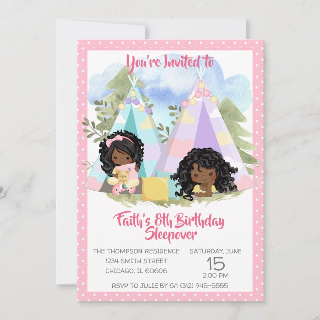 Invitación a la fiesta de cumpleaños afroamericana (Anverso)