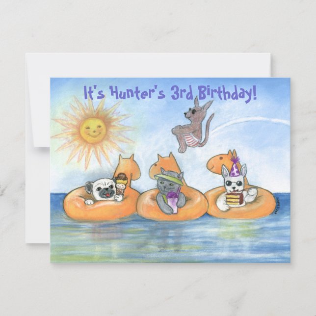 Invitación a la fiesta de cumpleaños "Animal Fiest (Anverso)