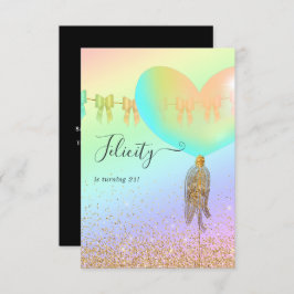 Invitación a la fiesta de cumpleaños arcoiris y or