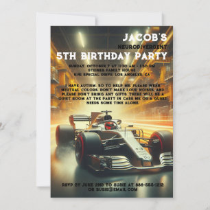 Invitación a la fiesta de cumpleaños autista neuro