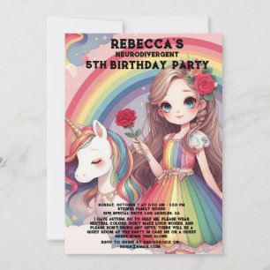 Invitación a la fiesta de cumpleaños autista neuro
