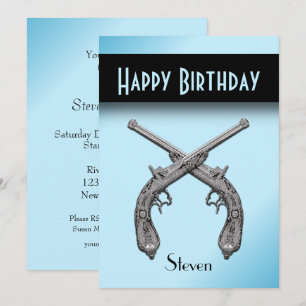 Invitación a la fiesta de cumpleaños azul de Pisto