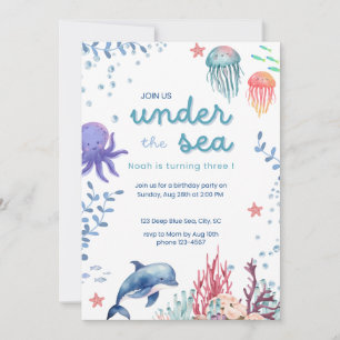 Invitación a la fiesta de cumpleaños bajo el mar