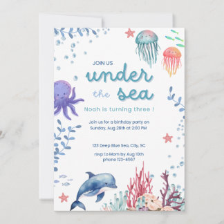 Invitación a la fiesta de cumpleaños bajo el mar