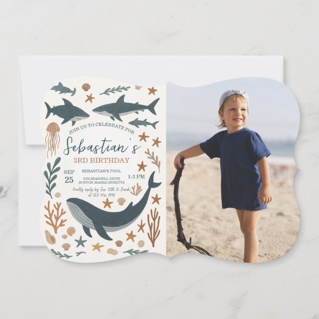 Invitación a la fiesta de cumpleaños bajo el mar (Anverso)