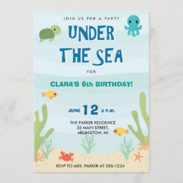 Invitación a la fiesta de cumpleaños bajo el mar