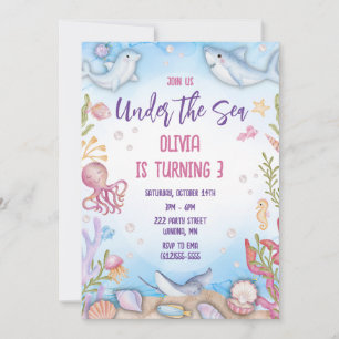 Invitación a la fiesta de cumpleaños bajo el mar
