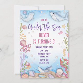 Invitación a la fiesta de cumpleaños bajo el mar