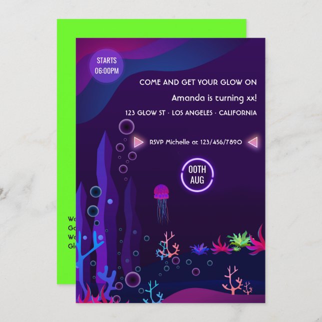 Invitación a la fiesta de cumpleaños bajo el sol (Anverso / Reverso)