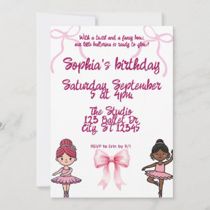 Invitación a la fiesta de cumpleaños Ballerinas y