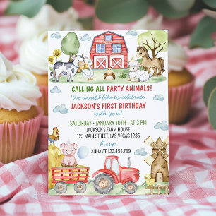 Invitación a la fiesta de cumpleaños Barnyard