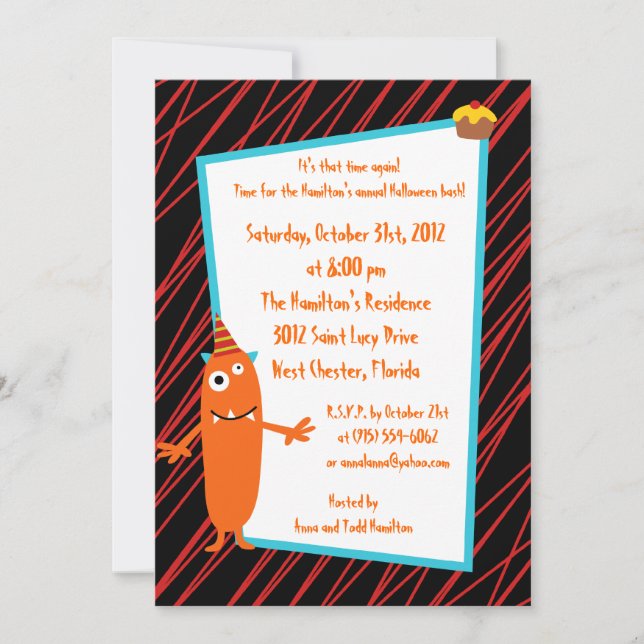 Invitación a la fiesta de cumpleaños Bash Hallowee (Anverso)