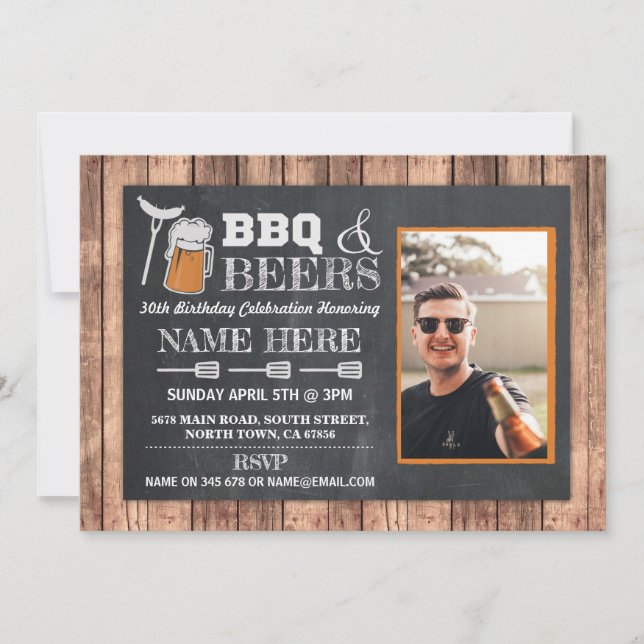 Invitación a la fiesta de cumpleaños BBQ & Beers F (Anverso)