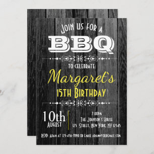 Invitación a la fiesta de cumpleaños BBQ en madera
