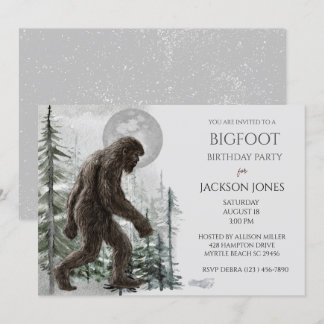 Invitación a la fiesta de cumpleaños Big Foot/ Sas