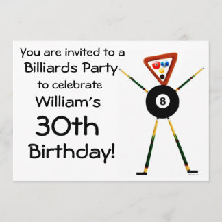 Invitación a la fiesta de cumpleaños Billiards