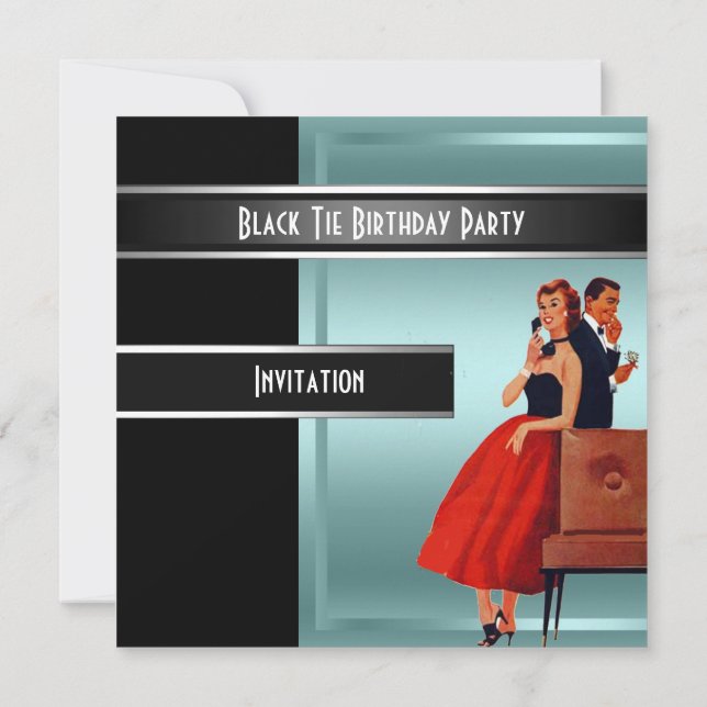 Invitación a la fiesta de cumpleaños Black Tie (Reverso)