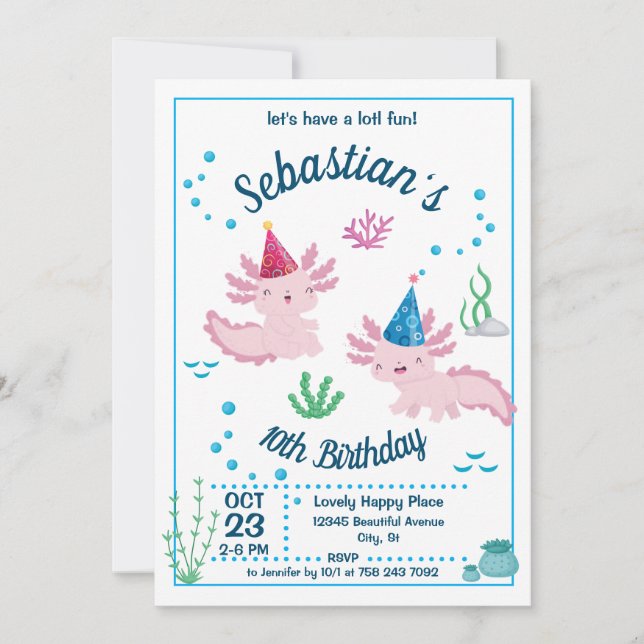 Invitación a la fiesta de cumpleaños blanca de Bab (Anverso)