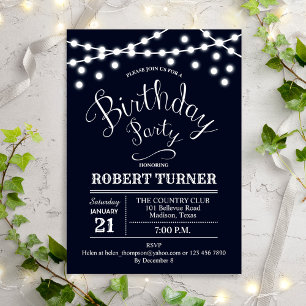 Invitación a la fiesta de cumpleaños blanco de la 