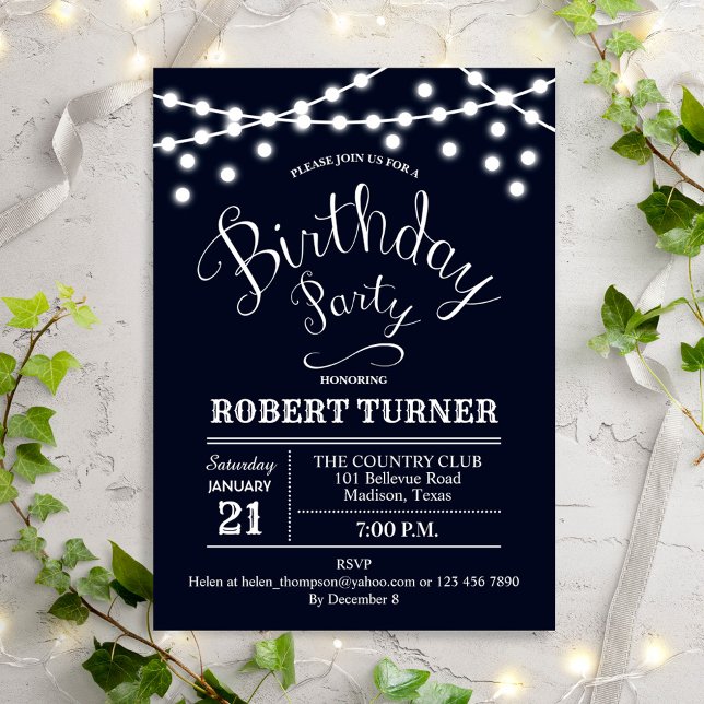 Invitación a la fiesta de cumpleaños blanco de la  (Subido por el creador)