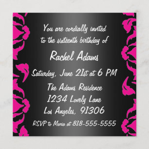 Invitación a la fiesta de cumpleaños blanco y negr