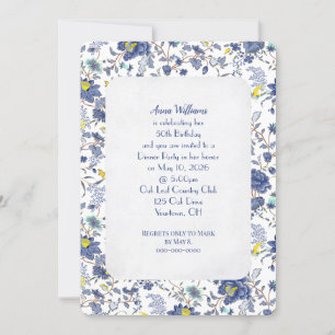 Invitación a la fiesta de cumpleaños Blue Floral