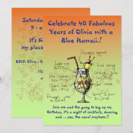 Invitación a la fiesta de cumpleaños Blue Hawaii