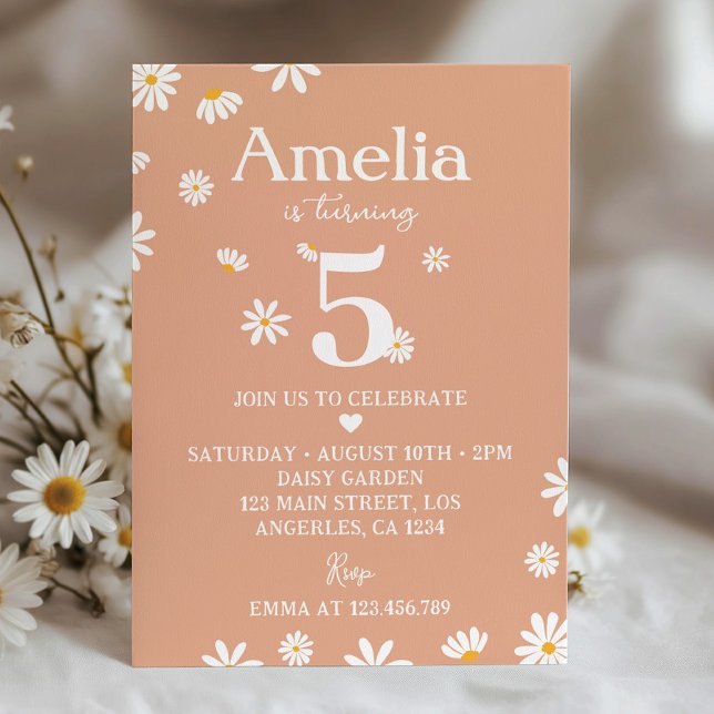 Invitación a la fiesta de cumpleaños Boho Daisy Cu (Subido por el creador)