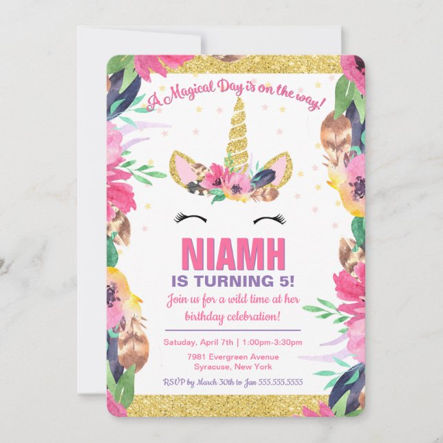 Invitación a la fiesta de cumpleaños Boho Magical  (Anverso)