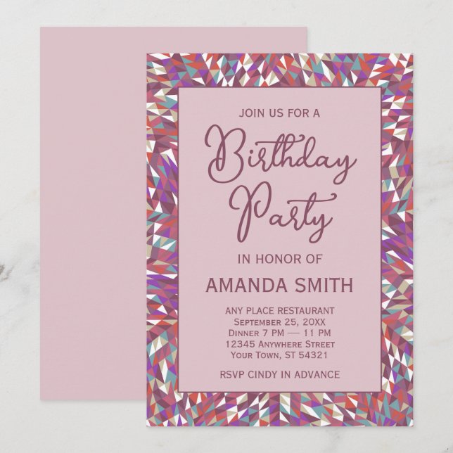 Invitación a la fiesta de cumpleaños Boho Mandala (Anverso / Reverso)