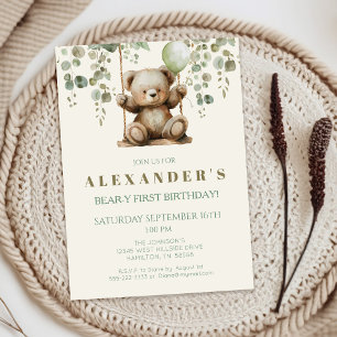 Invitación a la fiesta de cumpleaños Boho Teddy Be