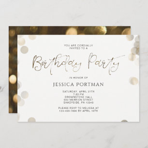 Invitación a la fiesta de cumpleaños Bokeh estilo 